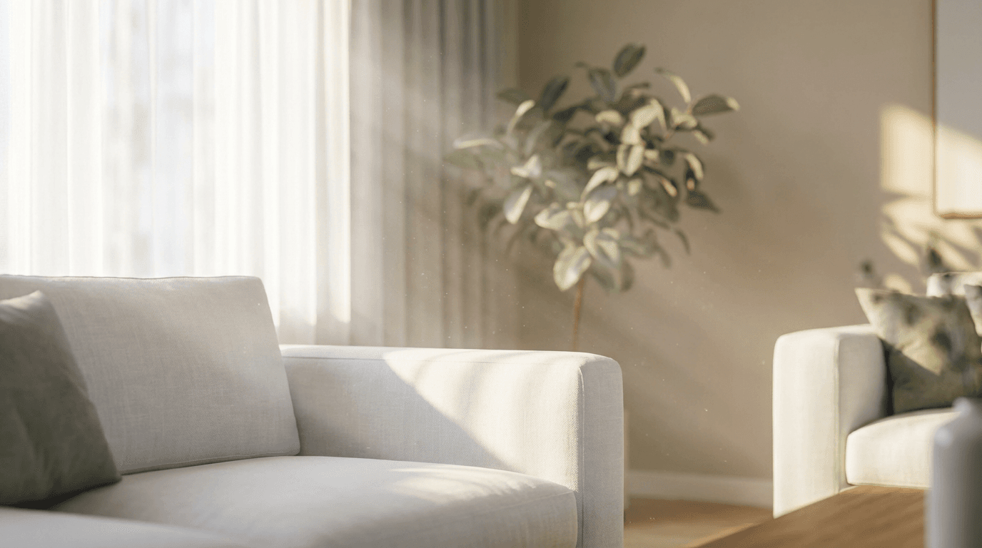 Sunlit living room after a thorough cleaning